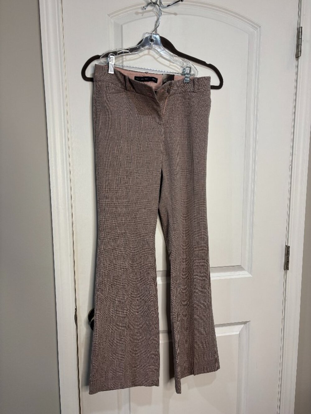 The Limited Pink/Gray Checkered Classic Flare Drew Fit Dress Pants Size 0 NWT